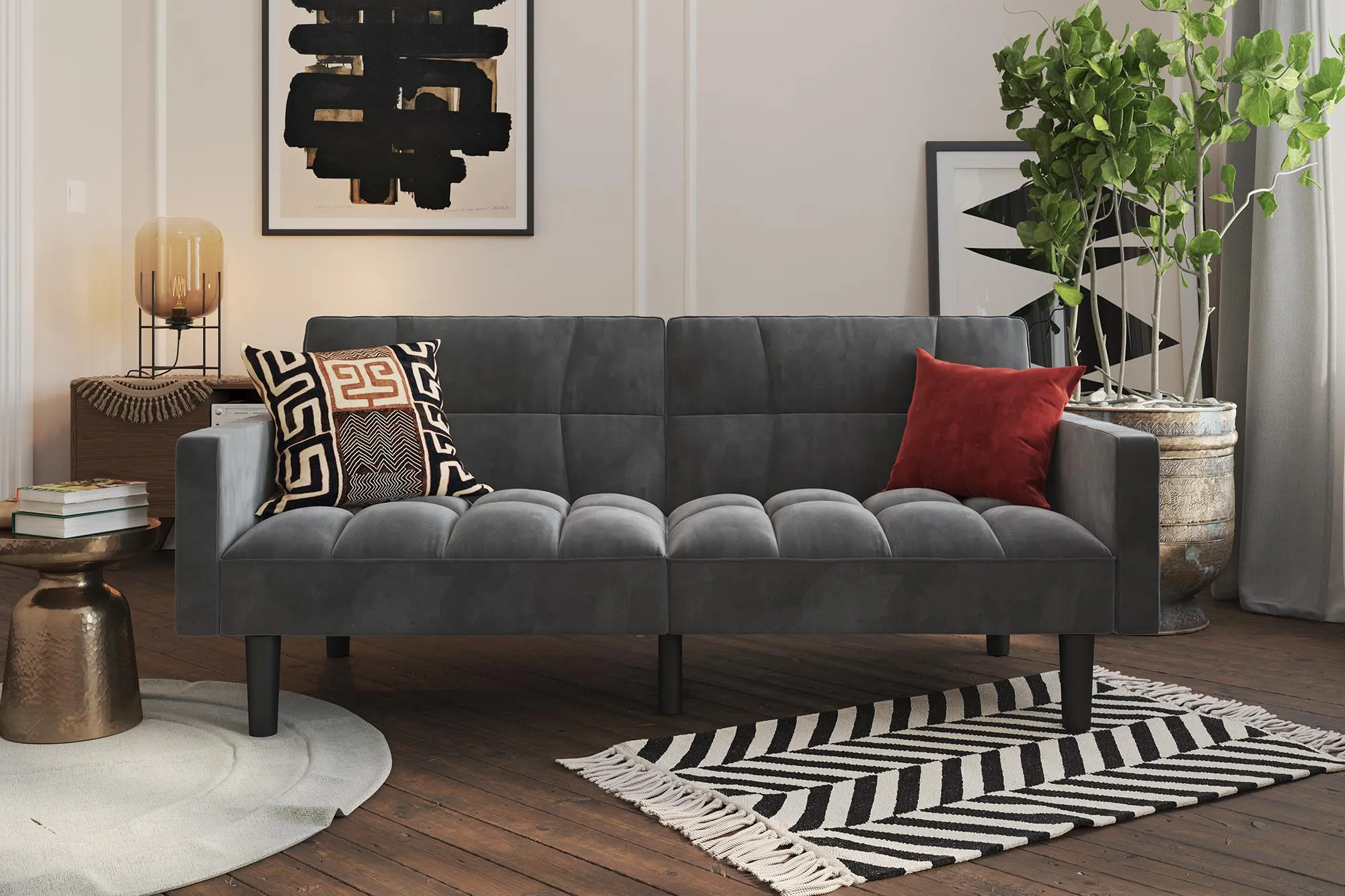 Hanna Convertible Sofa Sleeper Futon with Arms