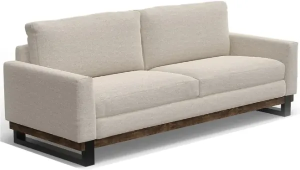 Bery Sofa, Modern Solid Pine Wood Base, Soft Light Beige Polyester - Benzara