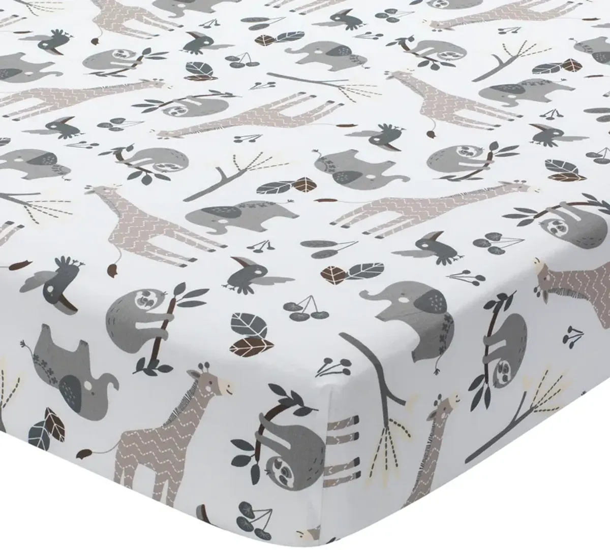 Lambs & Ivy Baby Jungle Animals 4-Piece Gray/White/Taupe Crib Bedding Set