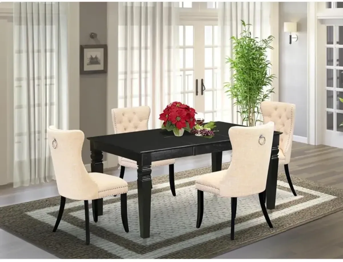 5 Piece Dining Set Consists of a Rectangle Wooden Table with Butterfly Leaf