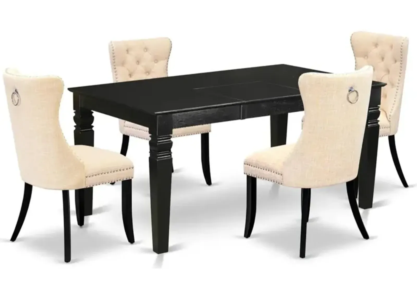 5 Piece Dining Set Consists of a Rectangle Wooden Table with Butterfly Leaf