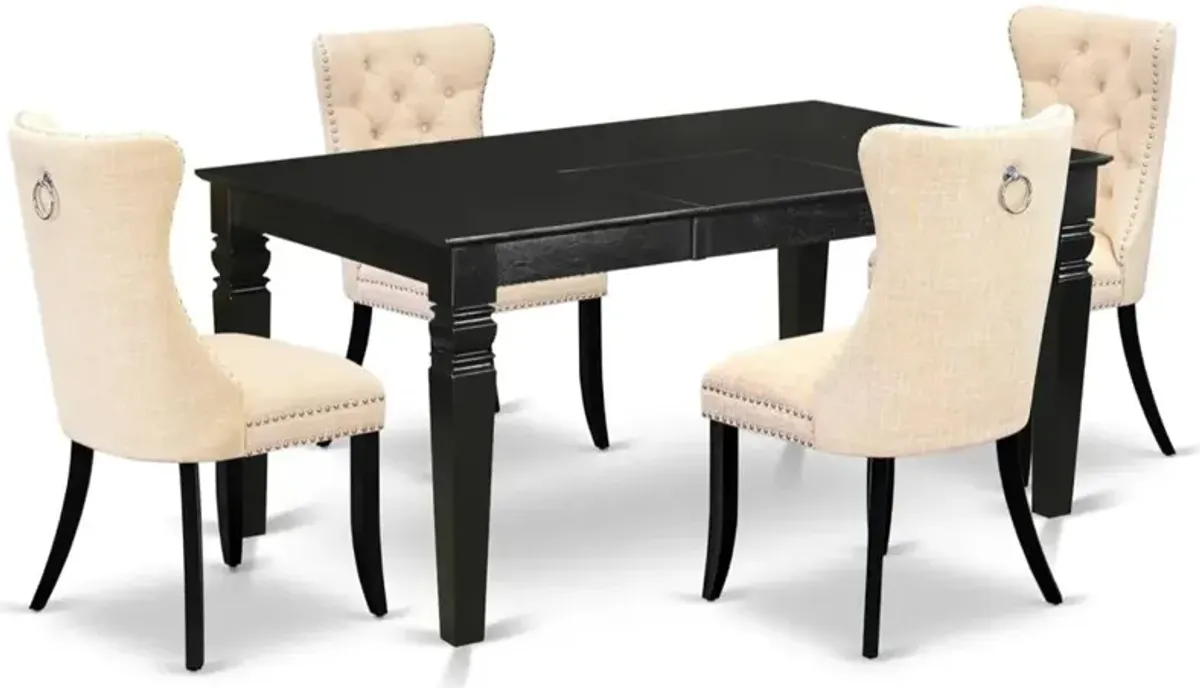 5 Piece Dining Set Consists of a Rectangle Wooden Table with Butterfly Leaf