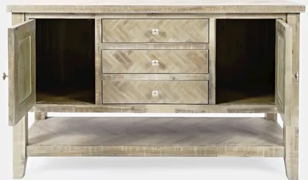 Jofran Fairview Transitional Herringbone Contemporary Distressed Acacia Buffet Server