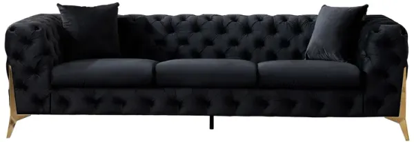 Black Elegant Velvet Living Room 3Seater Sofa, Upholstered Sofa