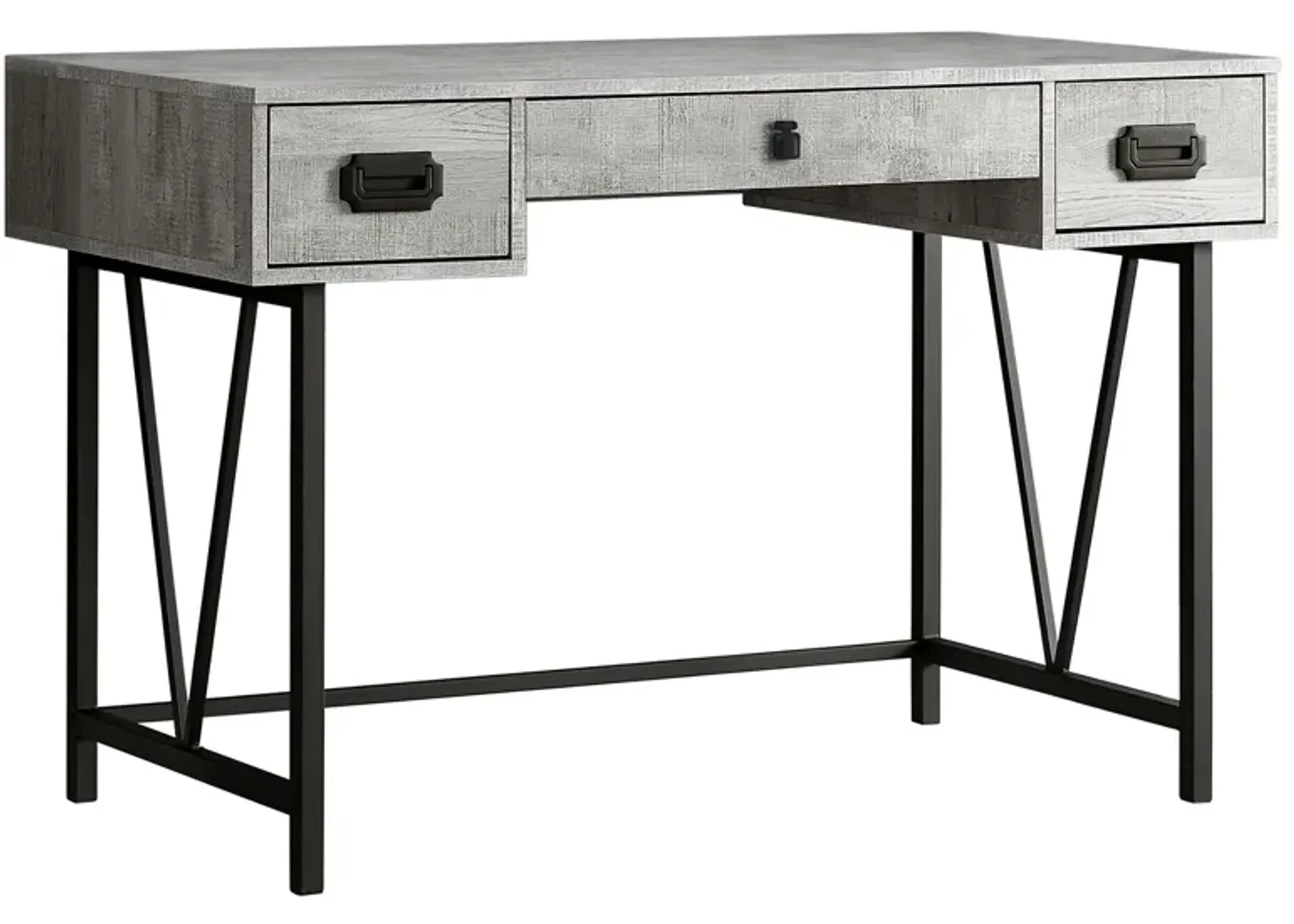 Monarch Specialties I 7413 Computer Desk, Home Office, Laptop, Storage Drawers, 48"L, Work, Metal, Laminate, Grey, Black, Transitional