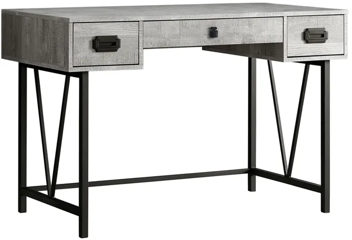 Monarch Specialties I 7413 Computer Desk, Home Office, Laptop, Storage Drawers, 48"L, Work, Metal, Laminate, Grey, Black, Transitional