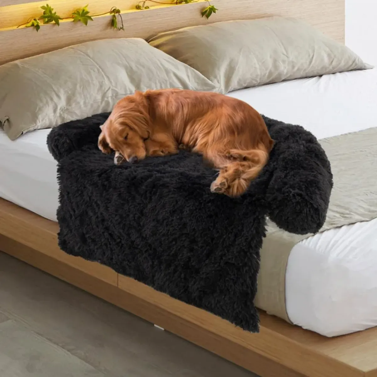 Hivvago Plush Calming Dog Couch Bed with Anti-Slip Bottom