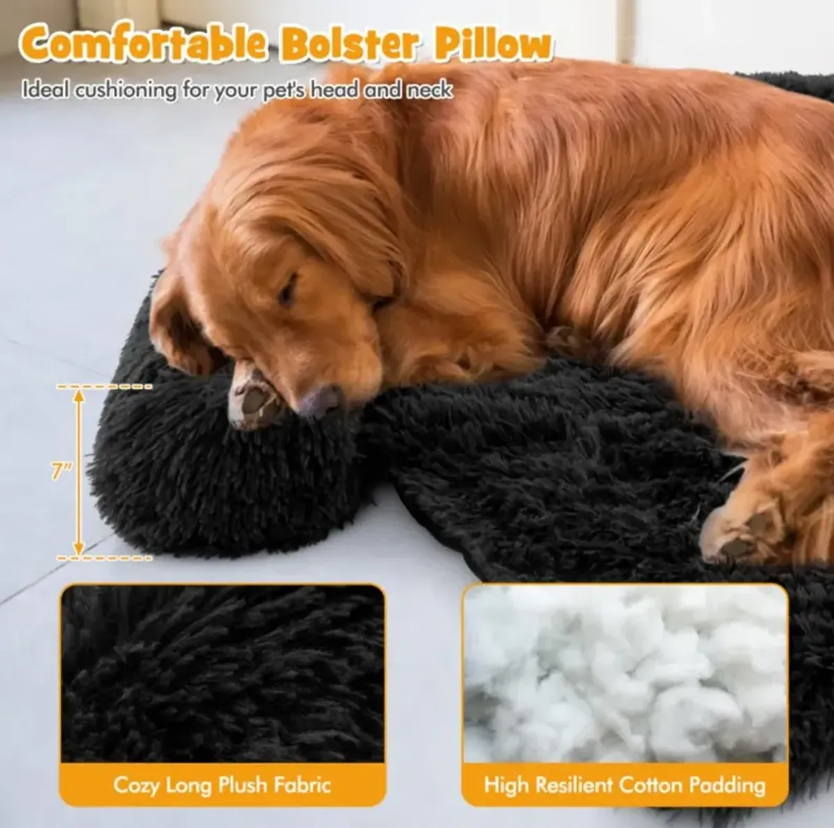 Hivvago Plush Calming Dog Couch Bed with Anti-Slip Bottom