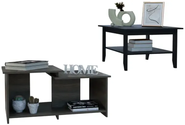 DEPOT E-SHOP Houston 2 Piece Living Room Set, Black /Espresso