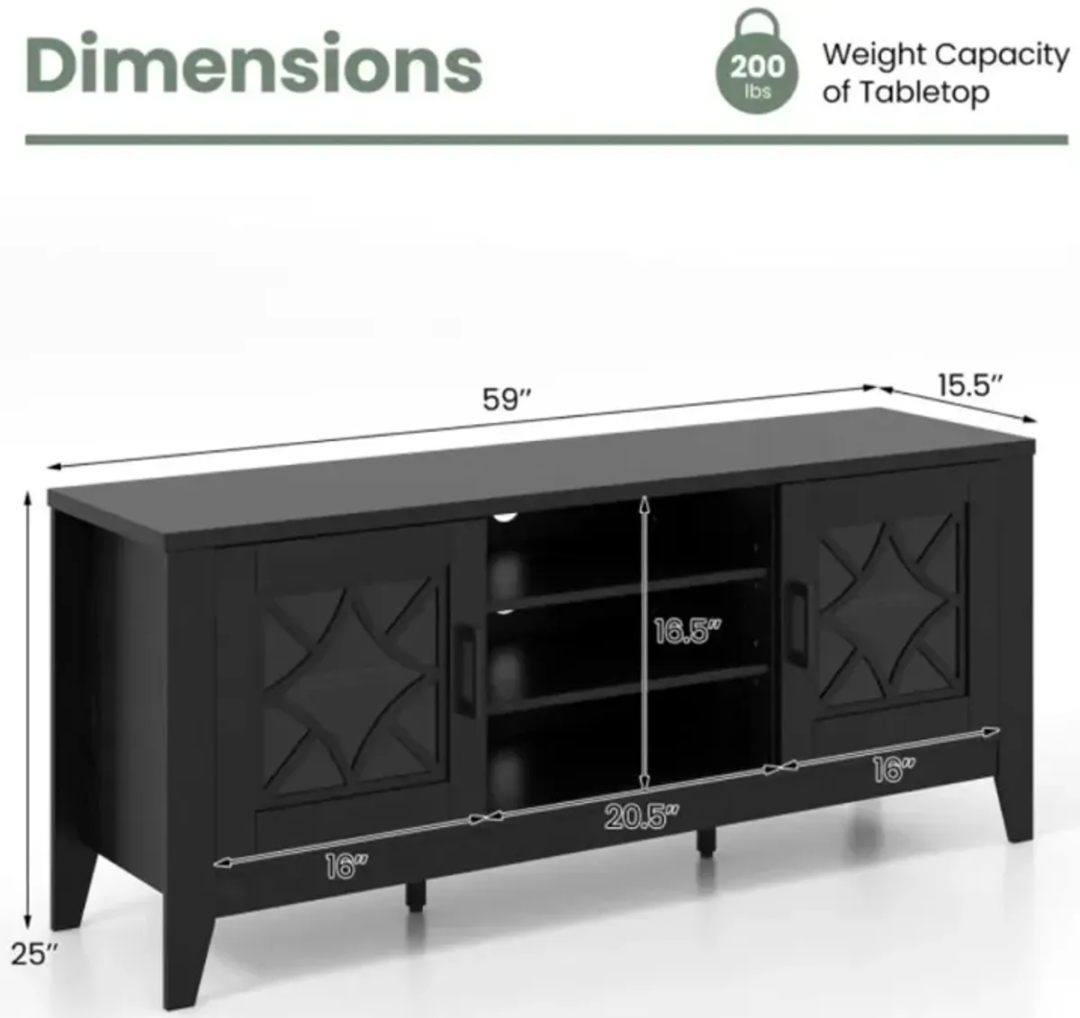 Hivvago Farmhouse TV Stand for TVs Up to 65 Inches 4 Adjustable Shelves