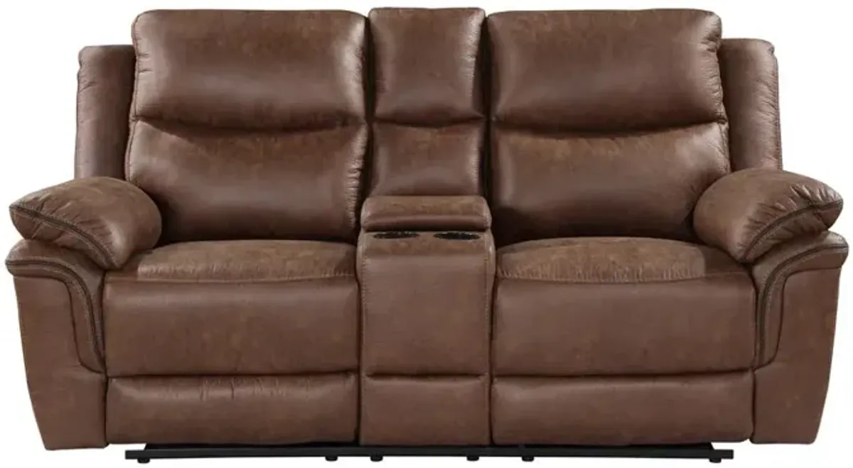 New Classic Furniture Ryland Console Loveseat W/ Dual Recliners--Brown