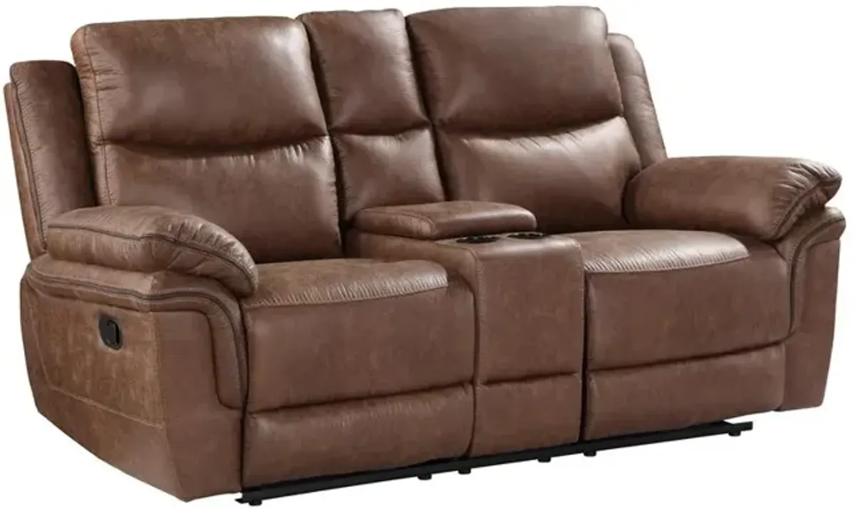 New Classic Furniture Ryland Console Loveseat W/ Dual Recliners--Brown