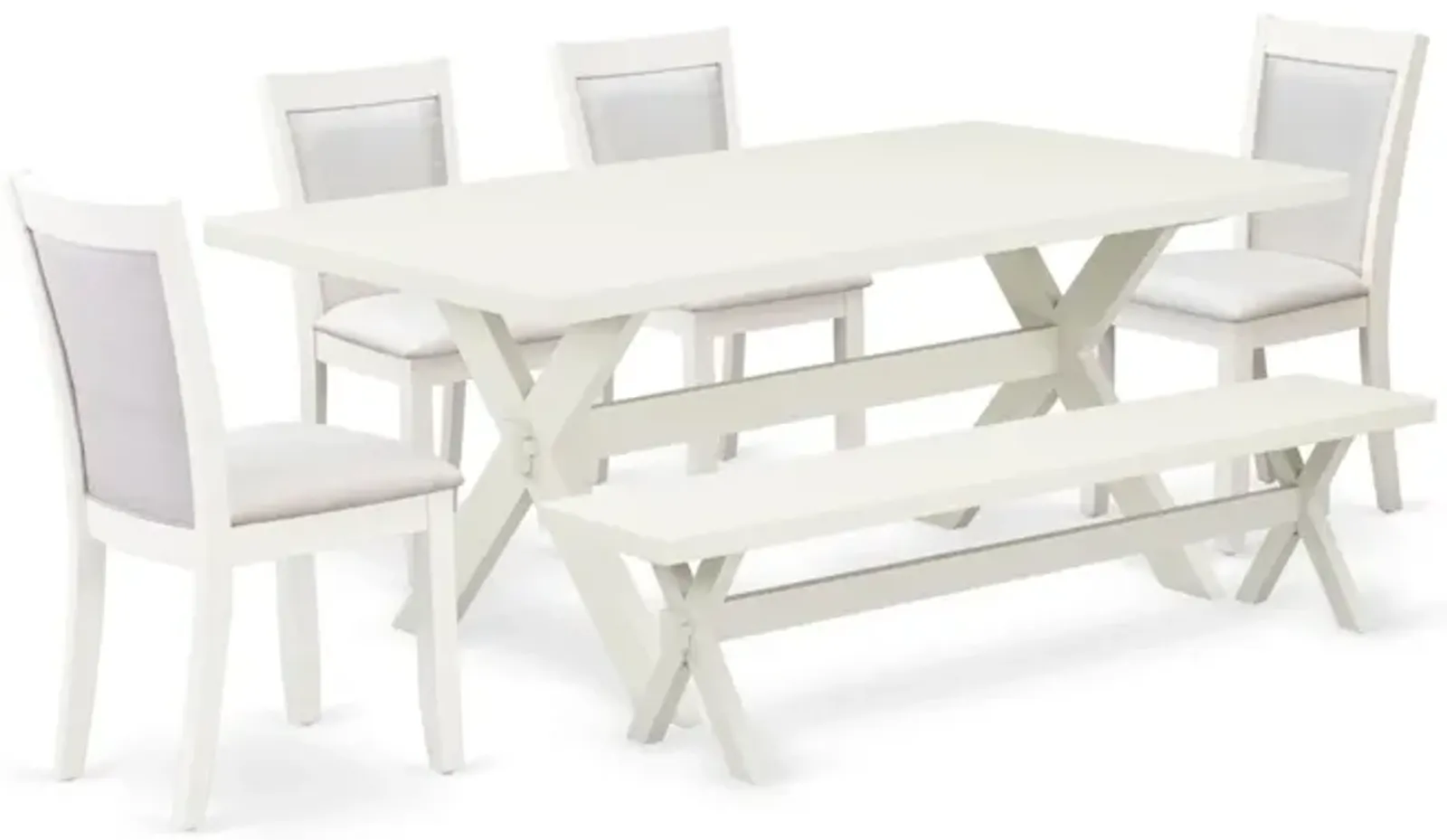 East West Furniture X027MZ001-6 6Pc Dinette Set - Rectangular Table , 4 Parson Chairs and a Bench - Multi-Color Color