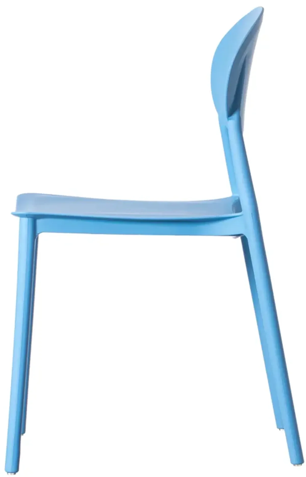 Modern Plastic Outdoor Dining Chair with Open Oval Back Design, Blue