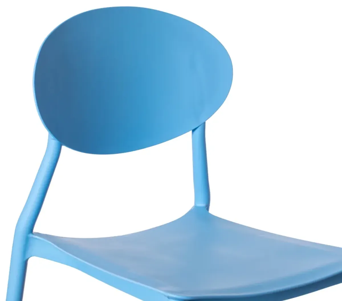 Modern Plastic Outdoor Dining Chair with Open Oval Back Design, Blue