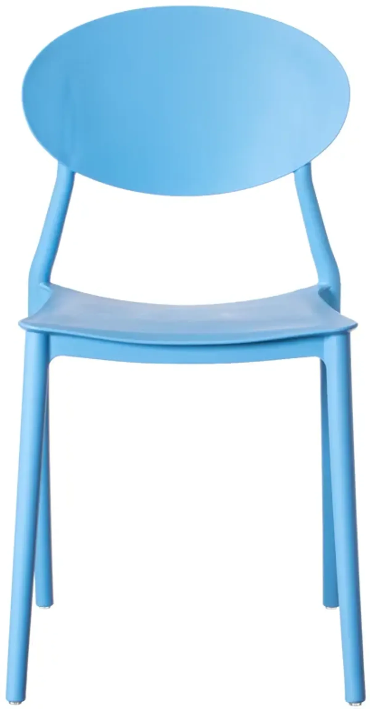 Modern Plastic Outdoor Dining Chair with Open Oval Back Design, Blue