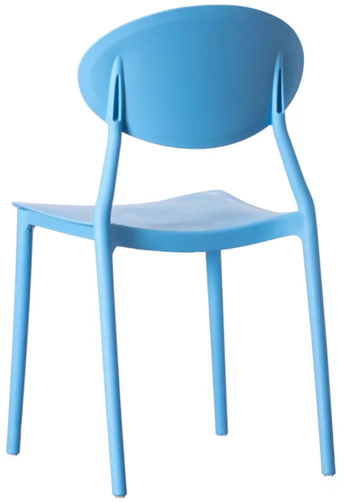 Modern Plastic Outdoor Dining Chair with Open Oval Back Design, Blue