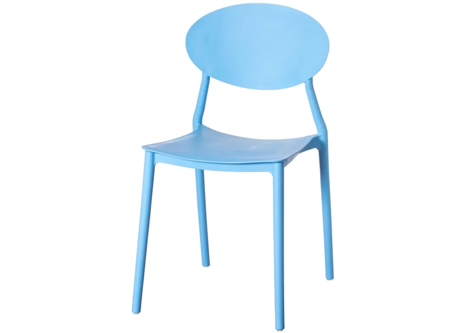 Modern Plastic Outdoor Dining Chair with Open Oval Back Design, Blue