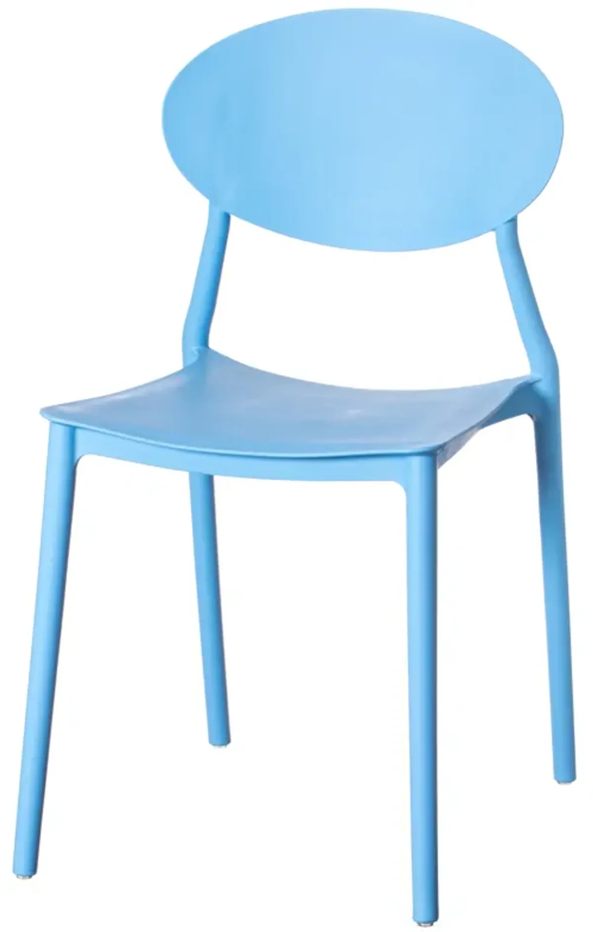 Modern Plastic Outdoor Dining Chair with Open Oval Back Design, Blue