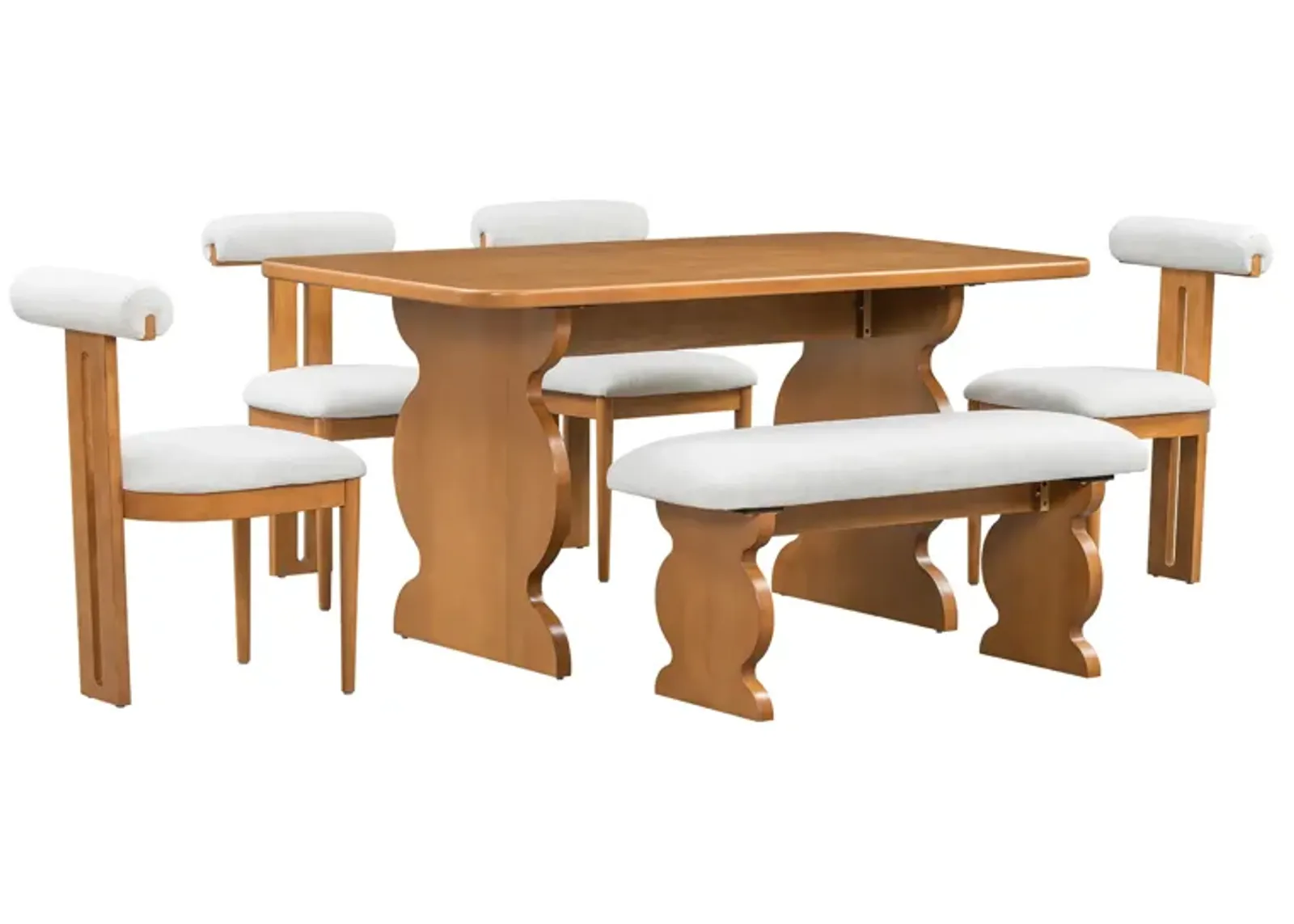 Merax 6-Piece Mid-Century Modern Dining Set