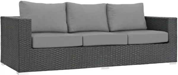 Sojourn Outdoor Patio Sofa - Sturdy & Versatile Seating with Sunbrella Cushions, UV Protection & Aluminum Frame. Perfect for Patio, Backyard, Poolside.