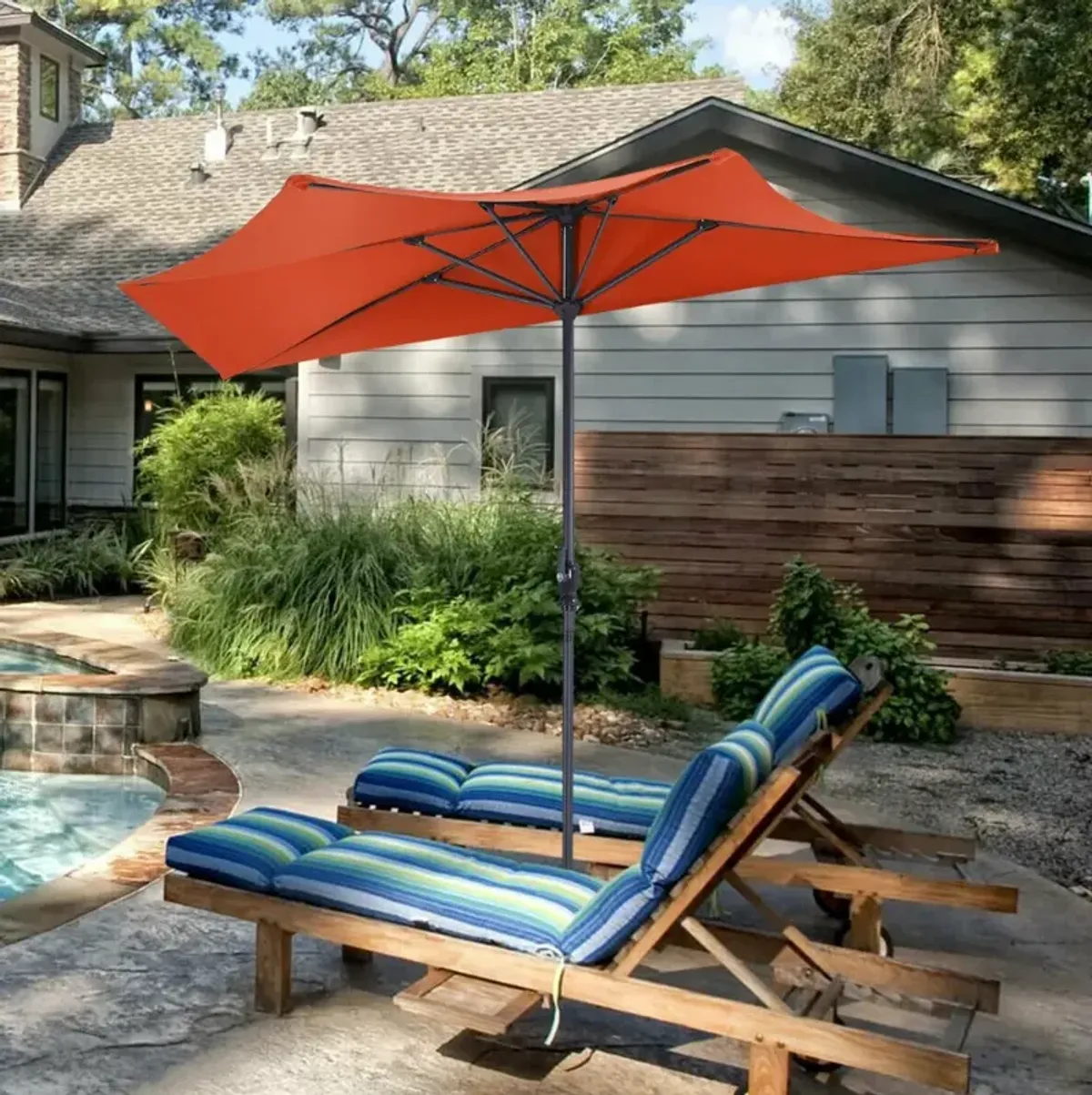 9 Feet Patio Bistro Half Round Umbrella without Weight Base