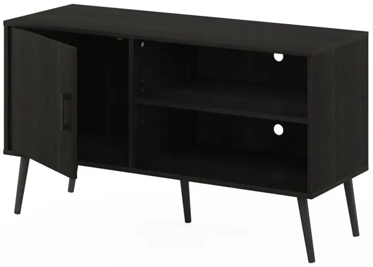 Furinno Claude Mid Century Style TV Stand with Wood Legs, One Cabinet Two Shelves, Espresso