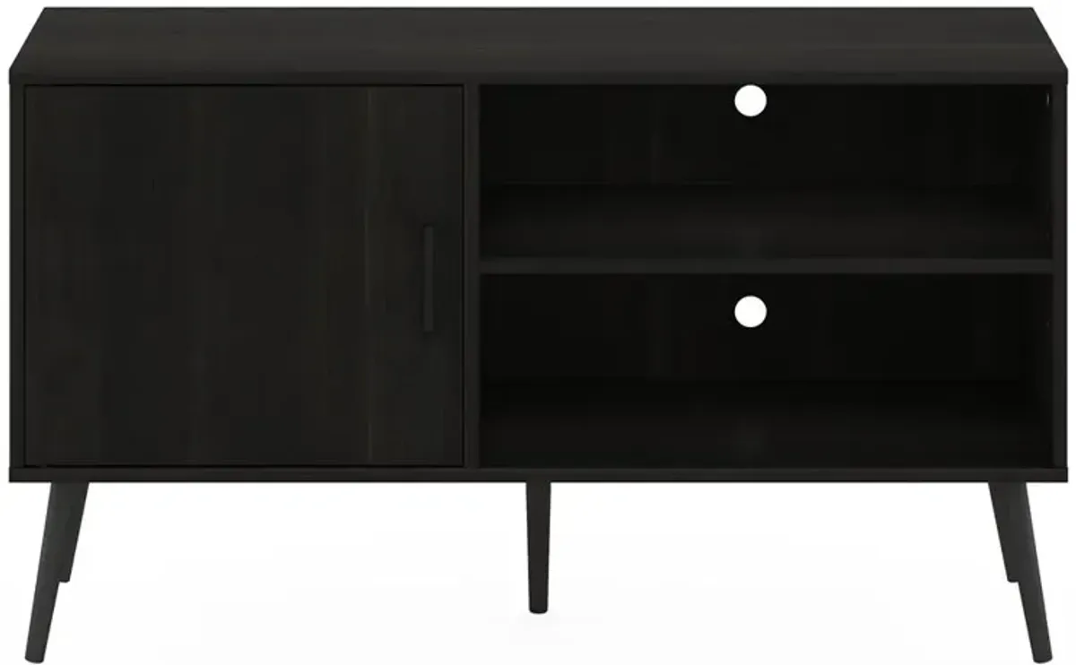 Furinno Claude Mid Century Style TV Stand with Wood Legs, One Cabinet Two Shelves, Espresso