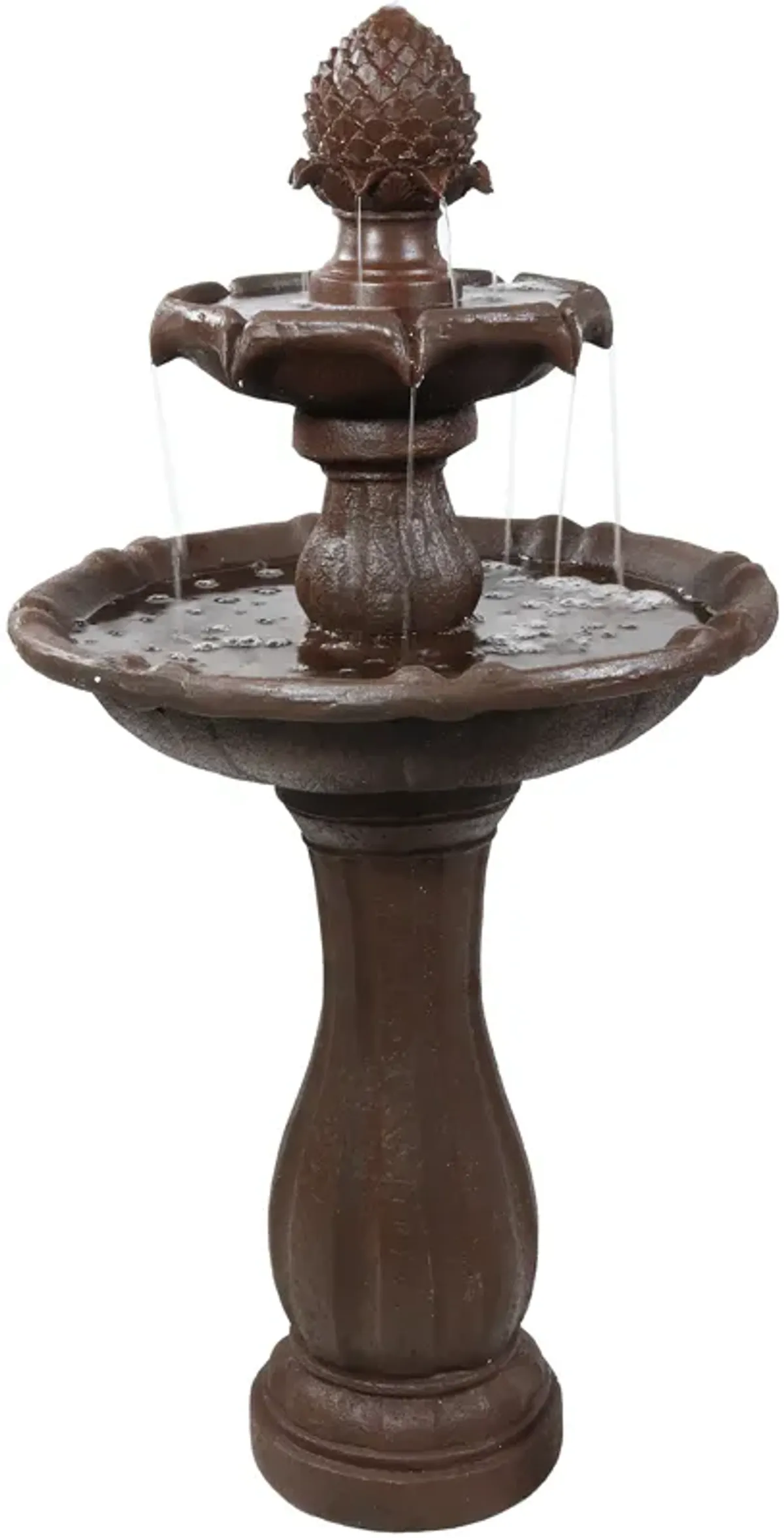 Sunnydaze Pineapple Outdoor 2-Tier Solar Fountain with Battery
