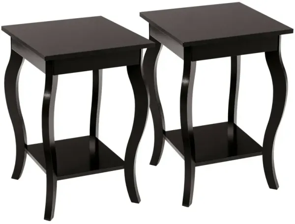Set of 2 Side Table End Table Night Stand with Shelf