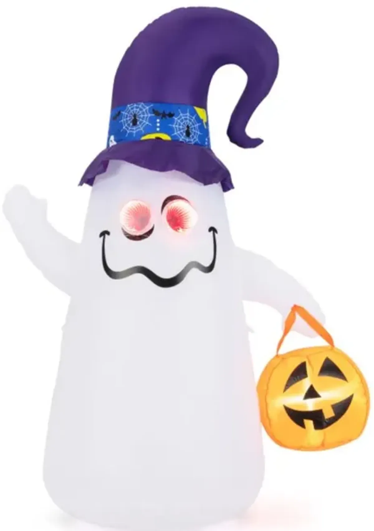 Hivvago 6 Ft Halloween Inflatables Cute Ghost with Dimming Infinity Mirror Light