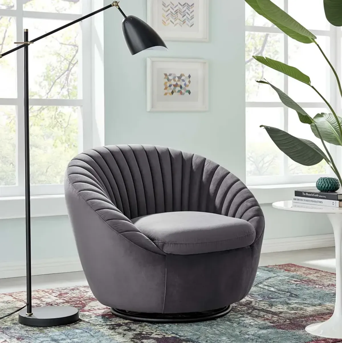 Whirr Tufted Performance Velvet Swivel Chair