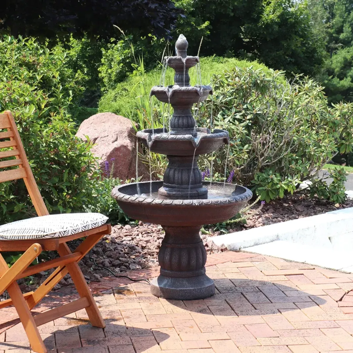 Sunnydaze Mediterranean Resin Outdoor 4-Tier Water Fountain