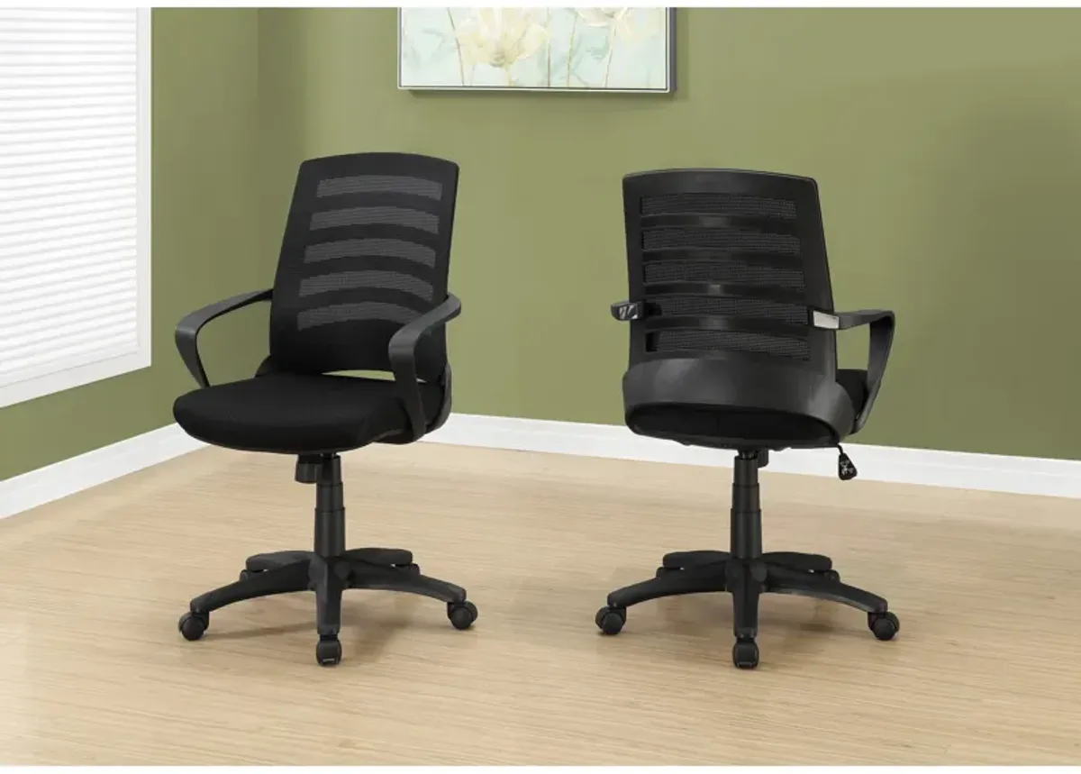 Monarch Specialties I 7224 Office Chair, Adjustable Height, Swivel, Ergonomic, Armrests, Computer Desk, Work, Metal, Mesh, Black, Contemporary, Modern