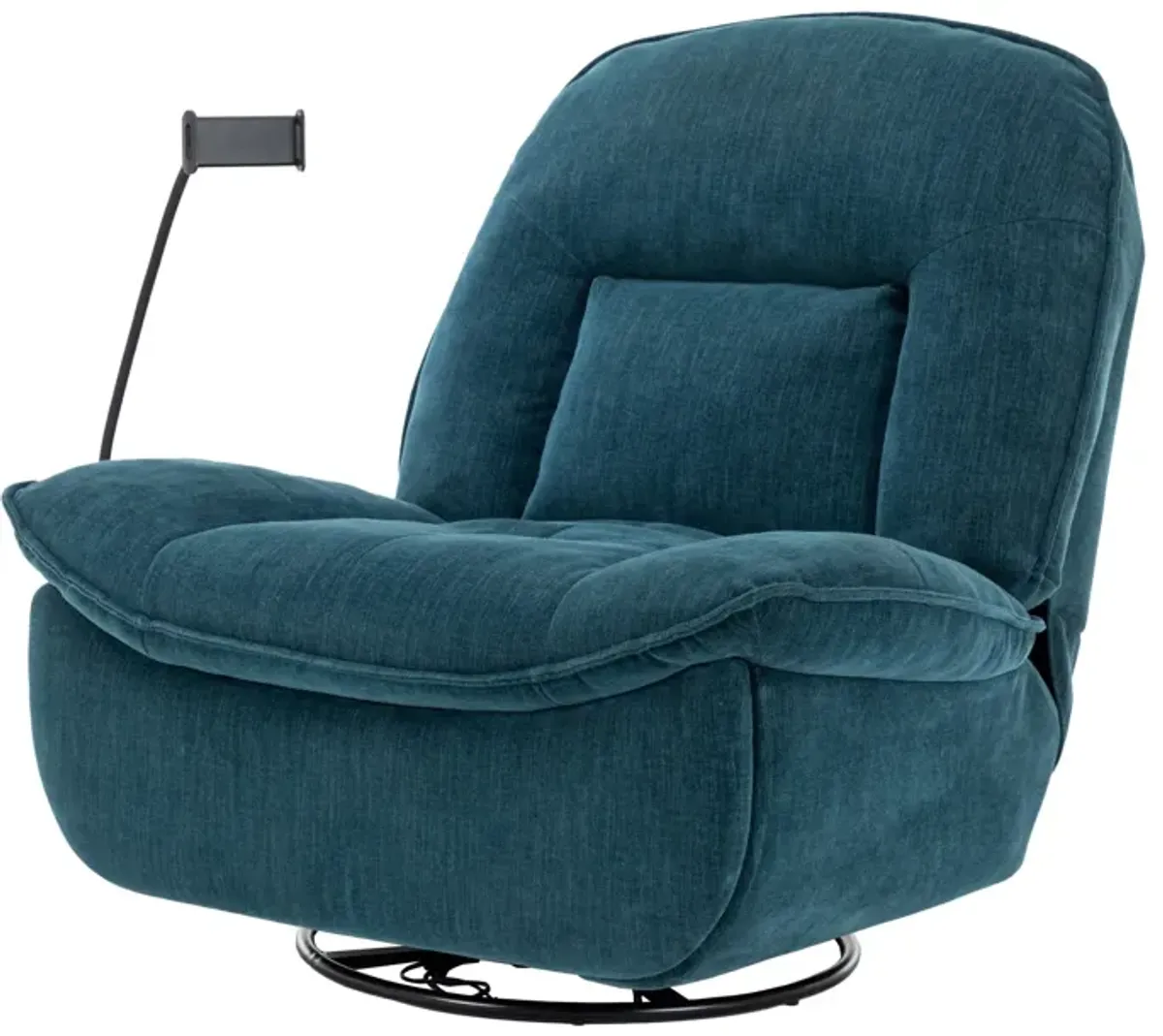 Lake Green Chenille Fabric Swivel Recliner with Mobile Phone Bracket