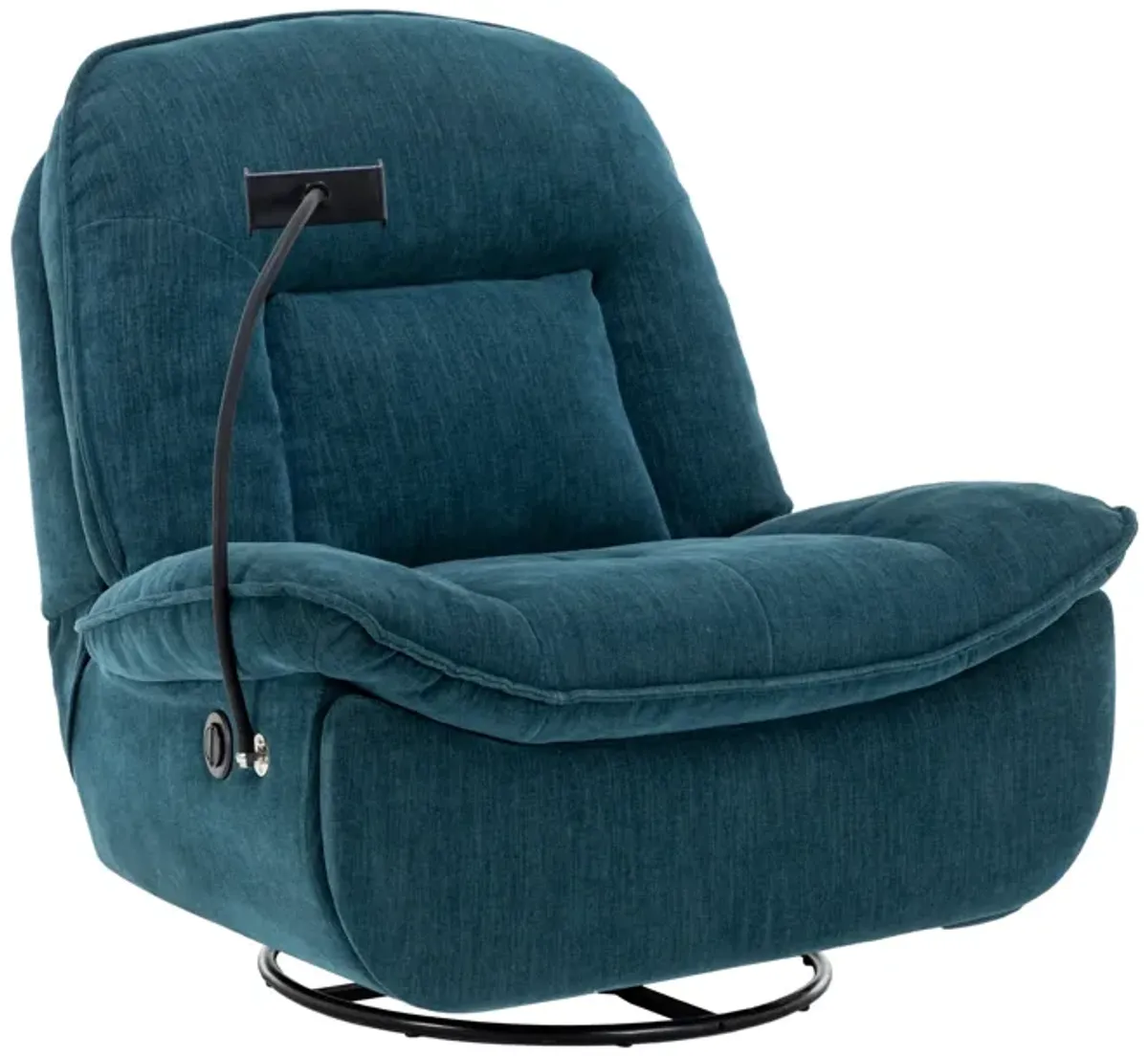 Lake Green Chenille Fabric Swivel Recliner with Mobile Phone Bracket