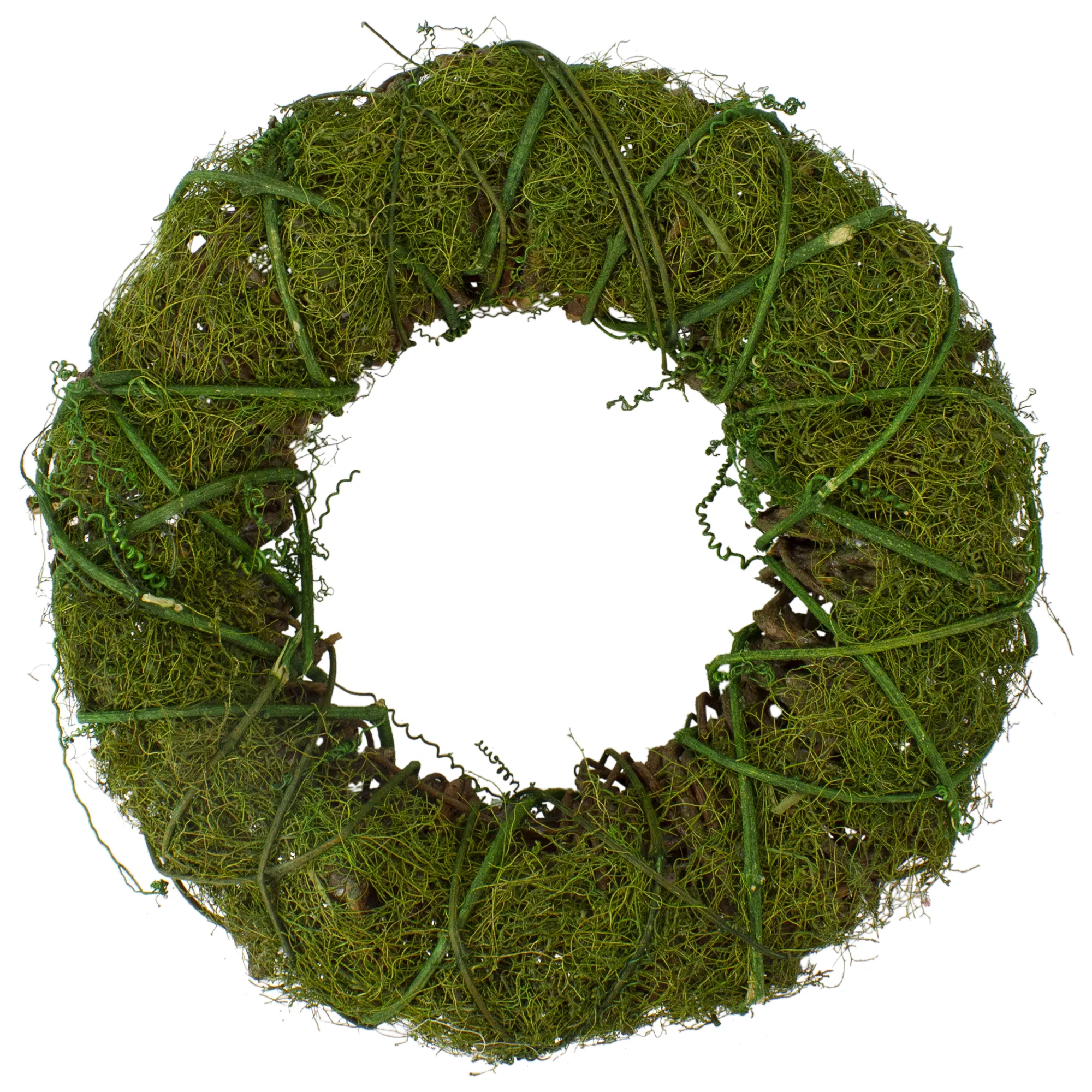 Moss and Vine Artificial Wreath  Green 12-Inch