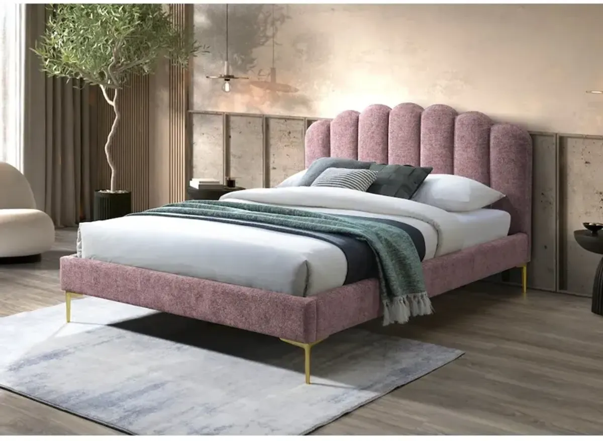 Omax Decor Bella Modern Fabric Upholstered Queen Platform Bed in Ash Rose Pink