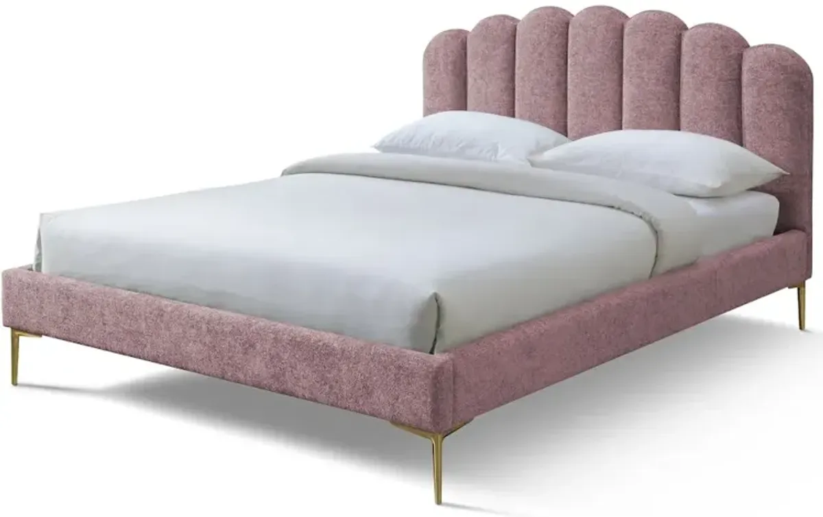 Omax Decor Bella Modern Fabric Upholstered Queen Platform Bed in Ash Rose Pink