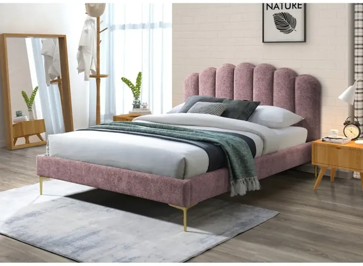 Omax Decor Bella Modern Fabric Upholstered Queen Platform Bed in Ash Rose Pink