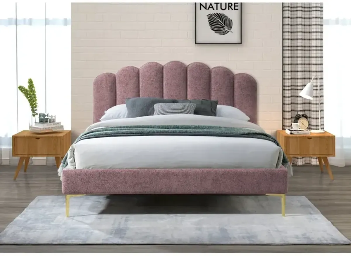 Omax Decor Bella Modern Fabric Upholstered Queen Platform Bed in Ash Rose Pink