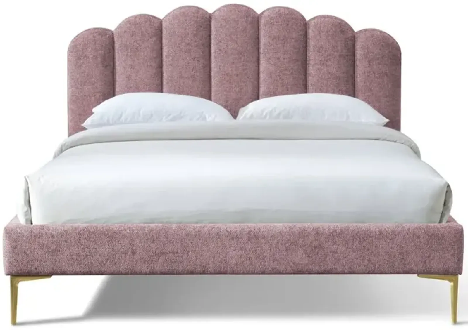 Omax Decor Bella Modern Fabric Upholstered Queen Platform Bed in Ash Rose Pink