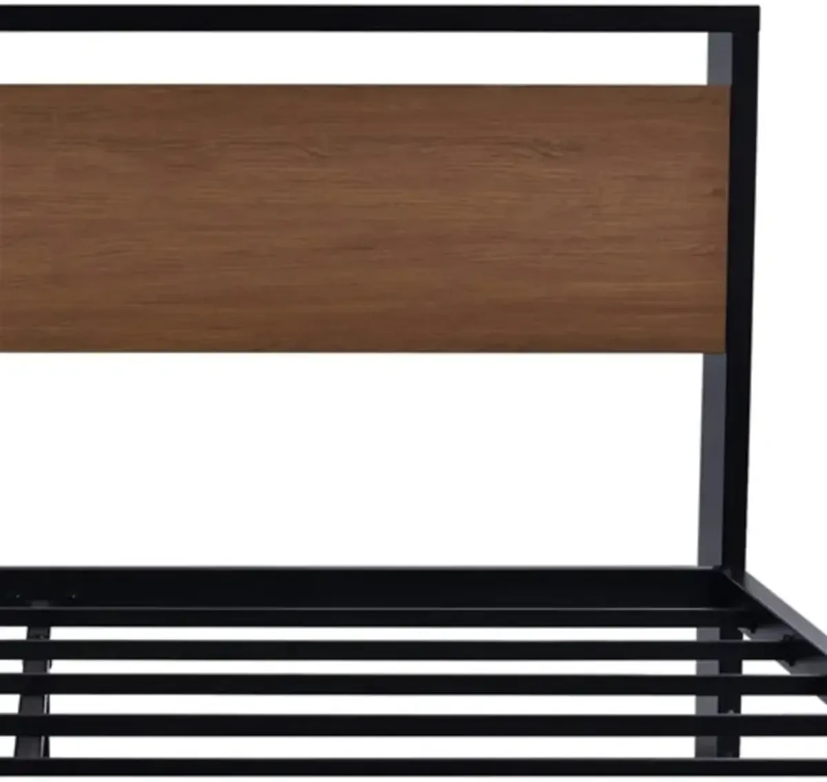 Metal Platform Bed with Wood Panel Headboard Footboard