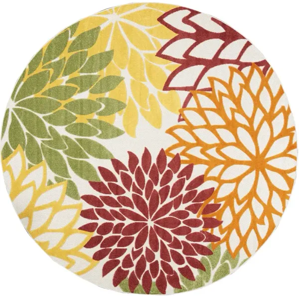 Aloha ALH05 Red/Multicolor 4' x Round Rug