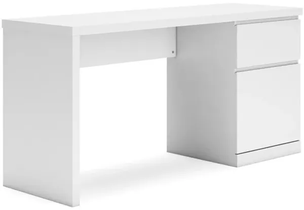 Onira Home Office Desk, 60 Inch Rectangular Top w Drawer, White Wood - Benzara