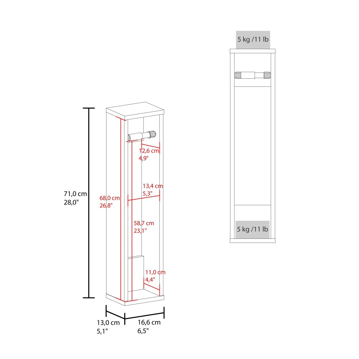 Beaver Medicine Cabinet 19.70" H, with 1 Door, 2 Shelves, 1 Mirror, Black