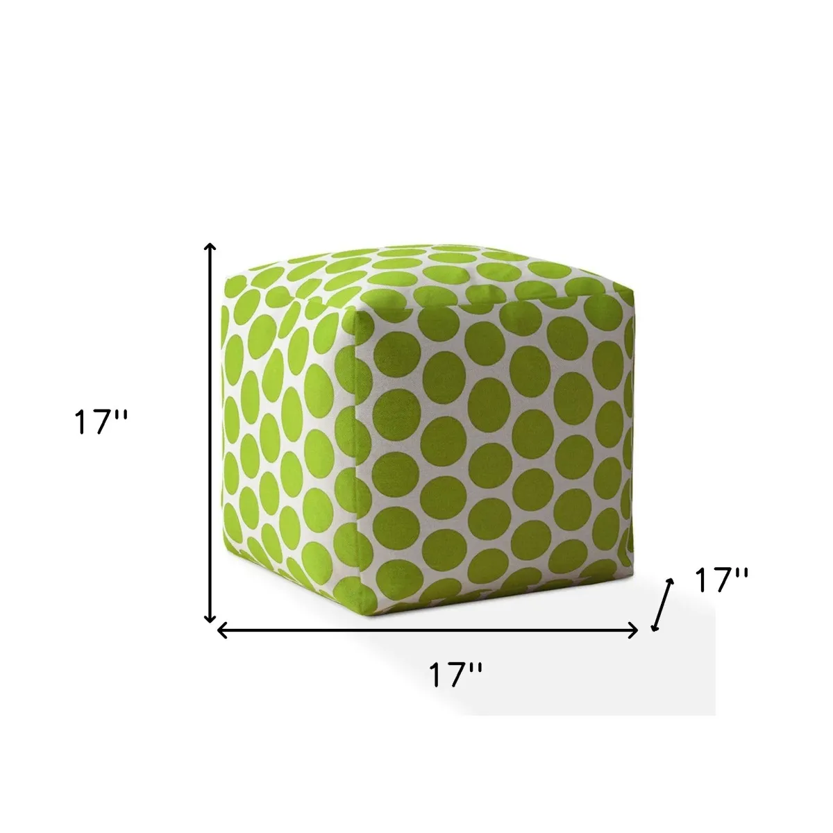 Hivvago 17" Green And White Polka Dots Pouf Ottoman