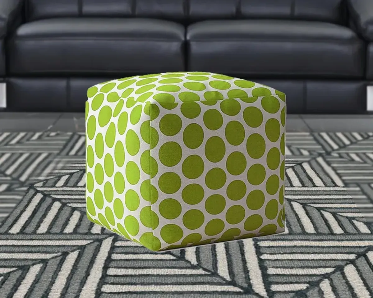 Hivvago 17" Green And White Polka Dots Pouf Ottoman