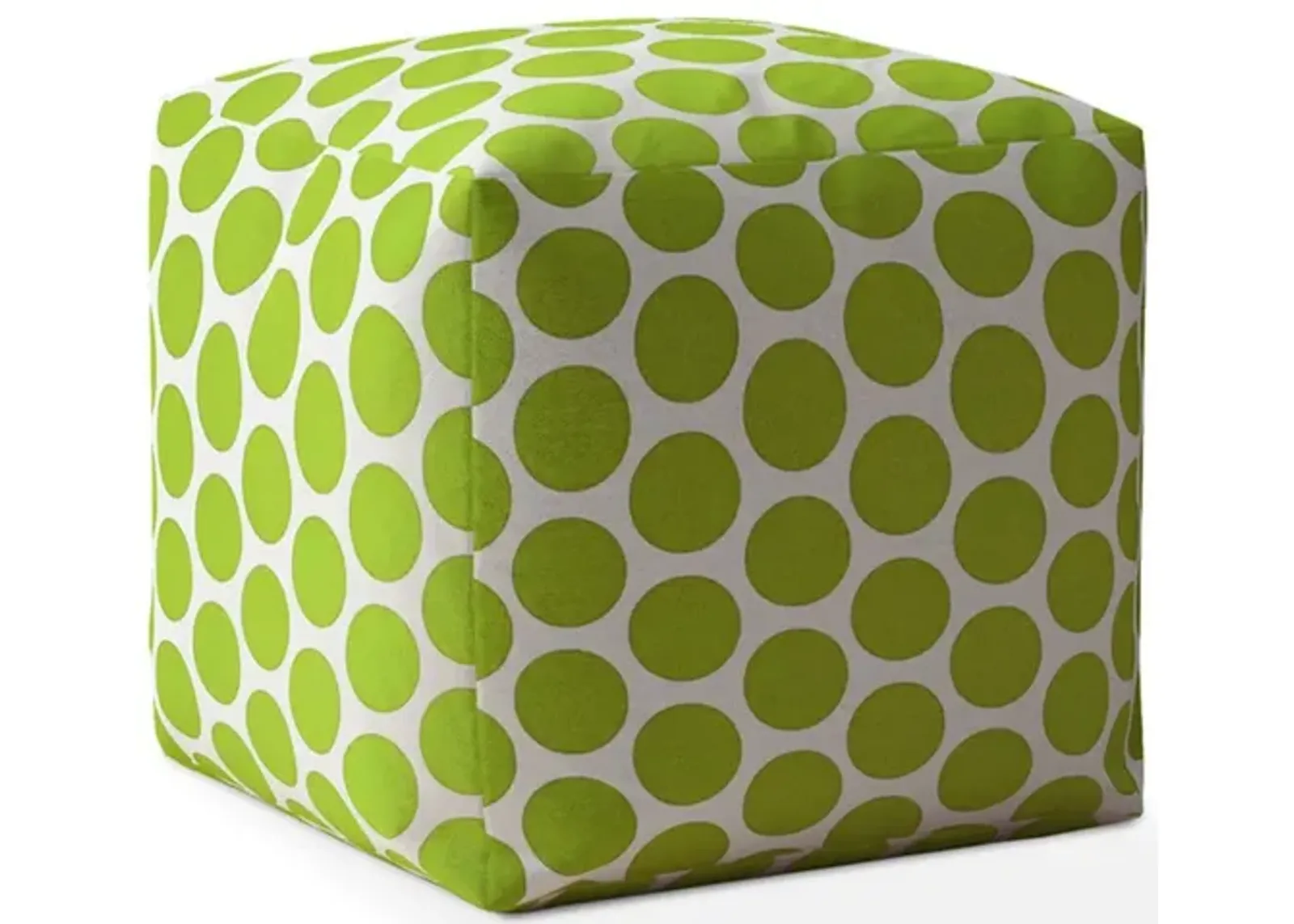 Homezia 17" Green And White Polka Dots Pouf Ottoman