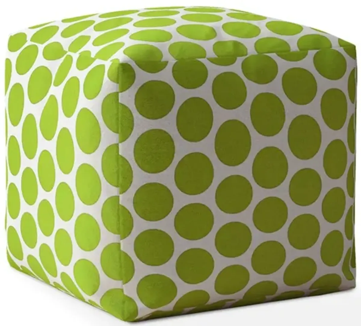 Homezia 17" Green And White Polka Dots Pouf Ottoman